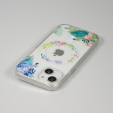 Coque iPhone 15 Plus - Gel silicone rigide avec MagSafe fleurs de printemps - Transparent