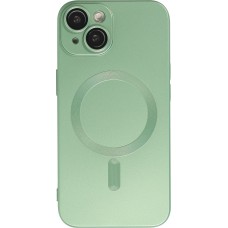 iPhone 15 Plus Case Hülle - Gummi weich mit Kameraschutzglas MagSafe - Grün