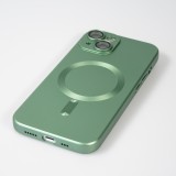 iPhone 15 Plus Case Hülle - Gummi weich mit Kameraschutzglas MagSafe - Grün