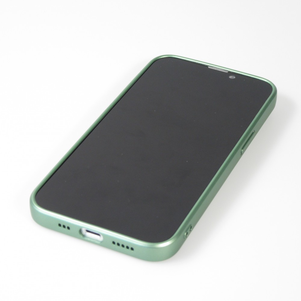 iPhone 15 Plus Case Hülle - Gummi weich mit Kameraschutzglas MagSafe - Grün