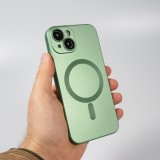 iPhone 15 Plus Case Hülle - Gummi weich mit Kameraschutzglas MagSafe - Grün