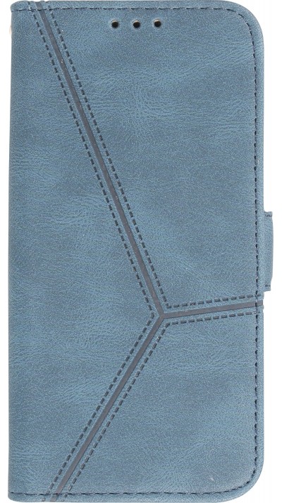 iPhone 14 Pro Max Case Hülle - Flip Geometrisch - Blau komplett