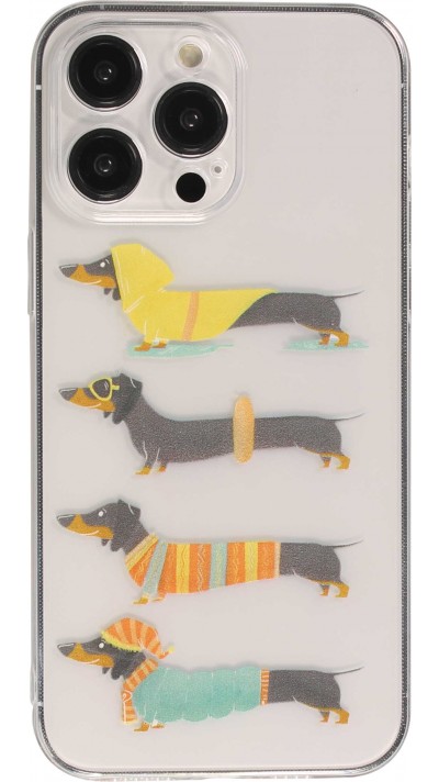 Coque iPhone 15 Pro Max - Gel transparent silicone dogs 4 season - Transparent