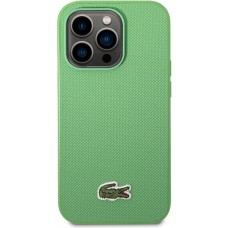 iPhone 15 Pro Case Hülle - Lacoste Petit Piqué Effekt mit MagSafe und gesticktem Logo-Patch - Grün