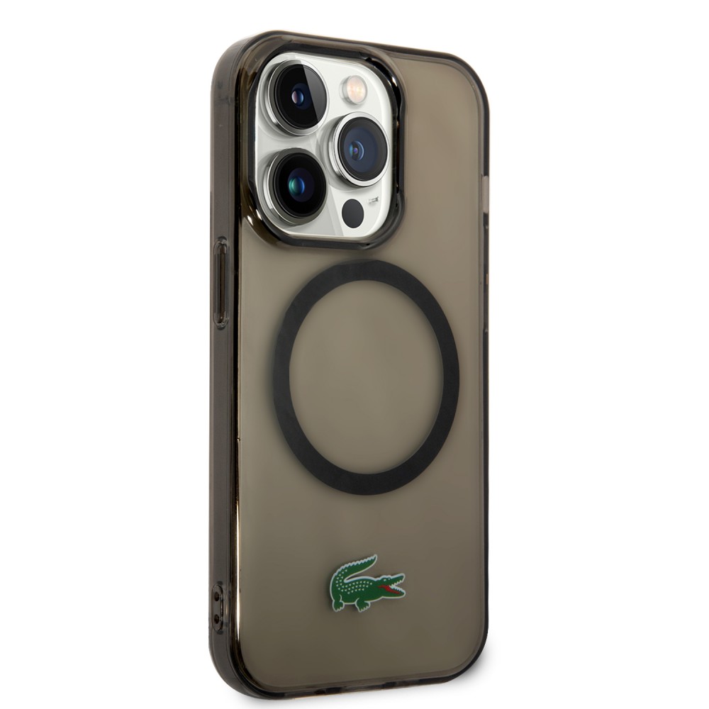 iPhone 14 Pro Max Case Hülle - Lacoste Transparent-Lackgel mit MagSafe - Schwarz