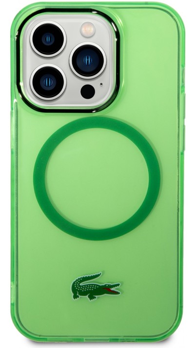 Coque iPhone 14 Pro - Lacoste gel laqué transparent avec MagSafe - Vert clair
