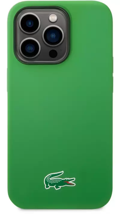 Coque iPhone 14 Pro - Lacoste silicone soft touch Magsafe - Vert