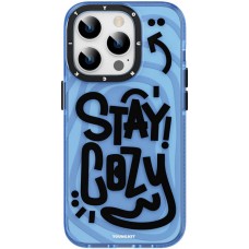 Coque iPhone 14 Pro Max - Youngkit Happy Mood Glossy Case Stay Cozy - Bleu