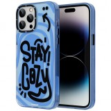 Coque iPhone 14 Pro Max - Youngkit Happy Mood Glossy Case Stay Cozy - Bleu