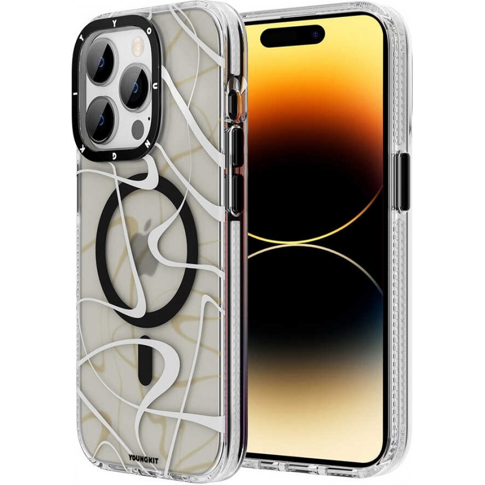 Coque iPhone 14 Pro Max - Youngkit Ink Series semi-transparent MagSafe - Noir