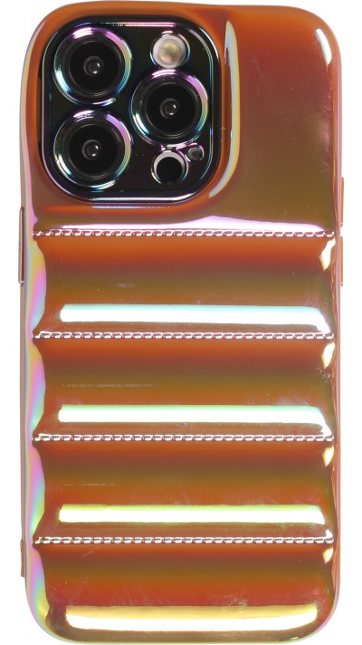 Coque iPhone 14 Pro Max - Silicone 3D coussins brillant & réfléchissant - Brun