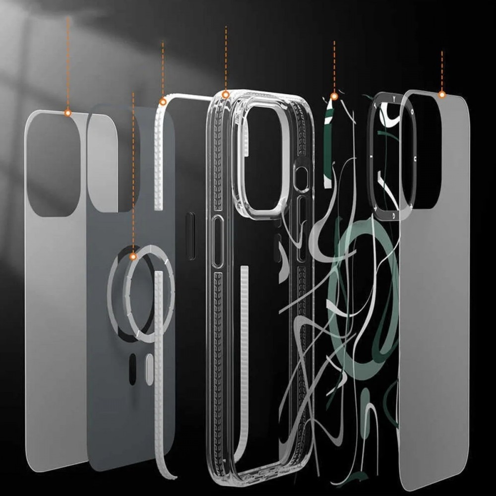 Coque iPhone 14 Pro - Youngkit Ink Series semi-transparent MagSafe - Vert