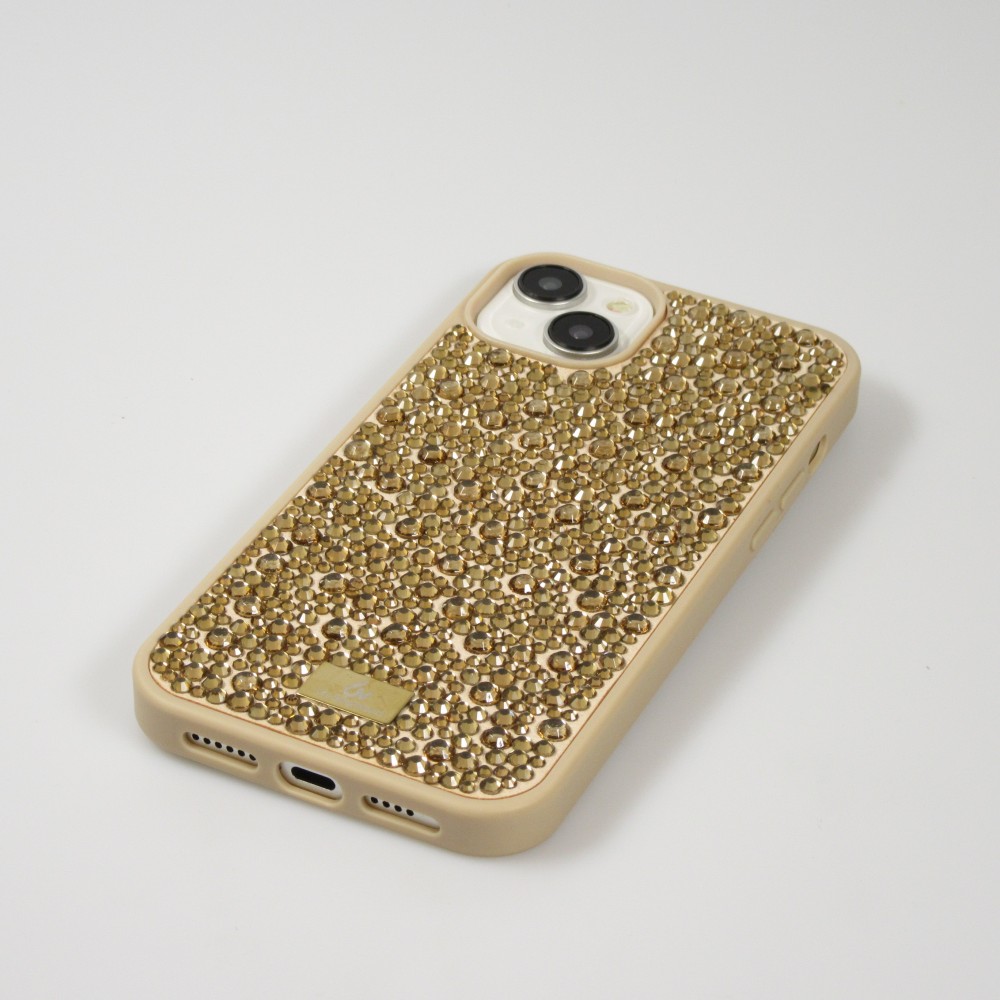 Coque iPhone 15 Plus - Diamant strass The Bling World - Or