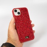 Coque iPhone 15 Plus - Diamant strass The Bling World - Rouge