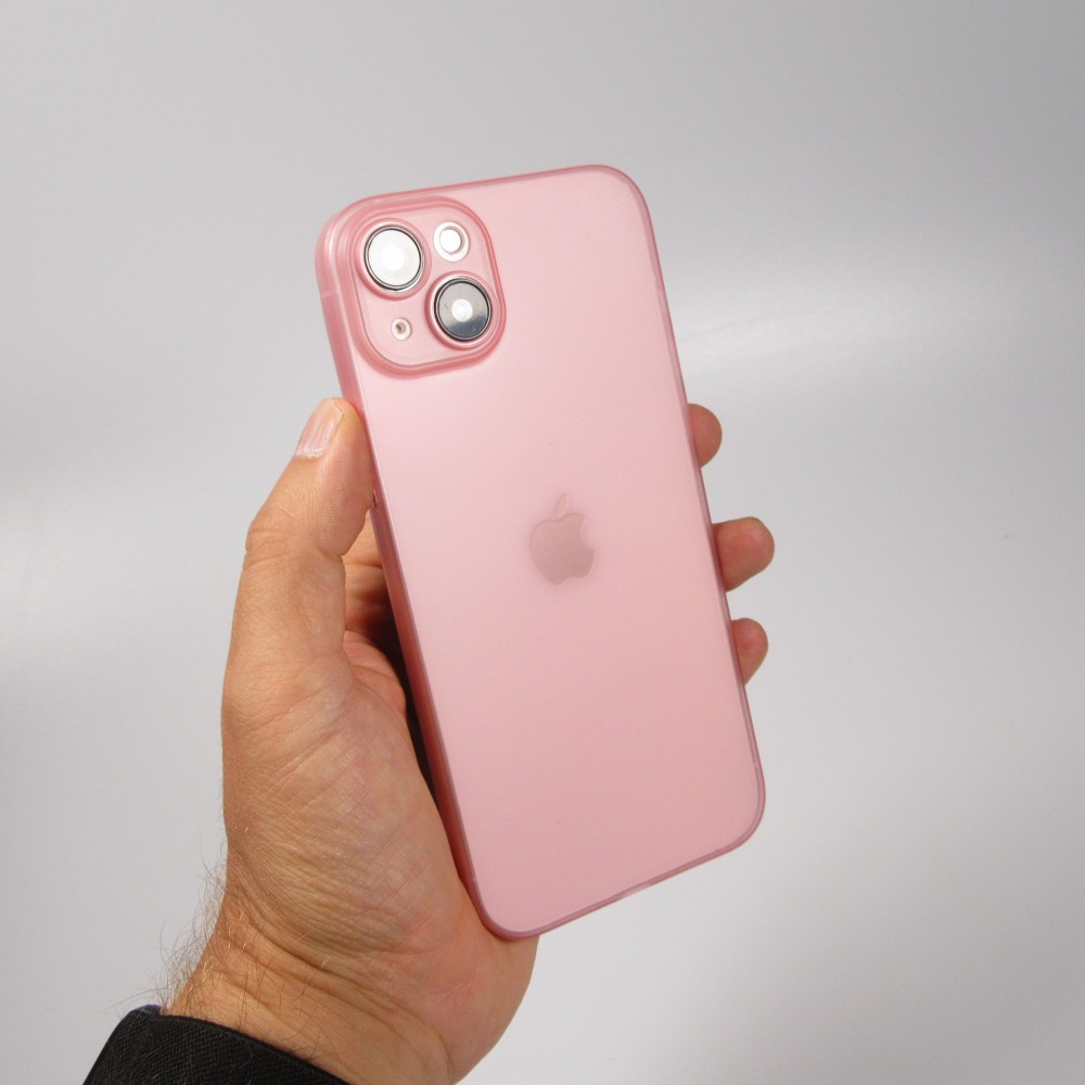 iPhone 15 Case Hülle - Plastik ultra dünn semi-transparent matt - Rosa