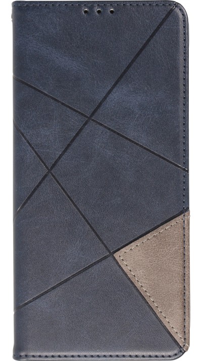 Coque iPhone 15 Plus - Flip Géometrique - Bleu