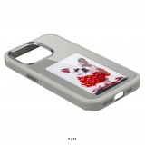 Coque iPhone 15 Pro - E-Ink Display DIY avec technologie NFC pour photo personnalis&eacute;e - Gris