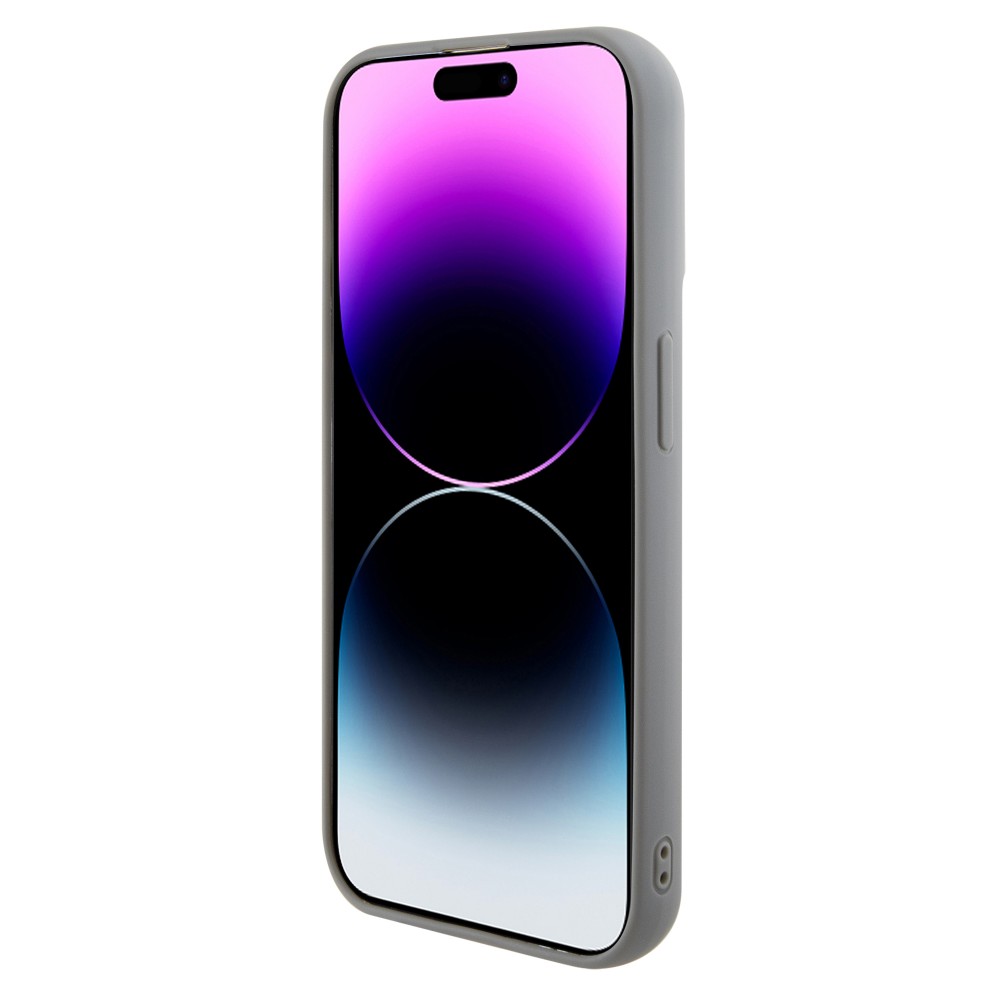 Coque iPhone 15 Pro - Guess paillettes réversibles anti-stress avec logo métallique doré - Argent