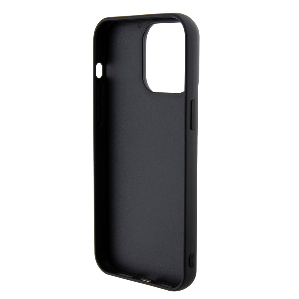 Coque iPhone 15 Pro Max - Guess paillettes réversibles anti-stress avec logo métallique doré - Noir