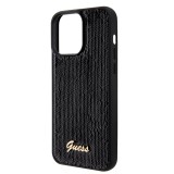 Coque iPhone 15 Pro Max - Guess paillettes réversibles anti-stress avec logo métallique doré - Noir