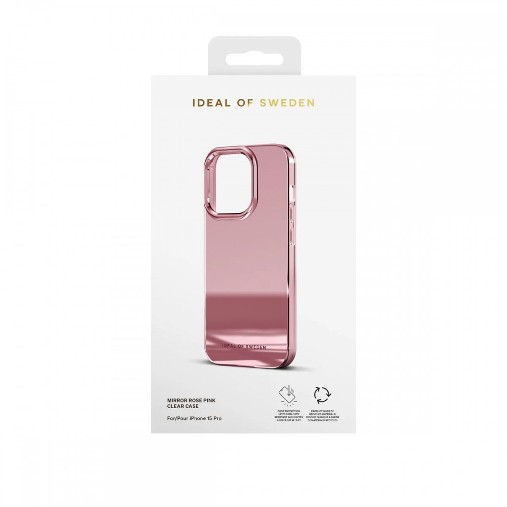 Coque iPhone 15 Pro - Ideal of Sweden miroir ruby pink silicone rigide - Rose