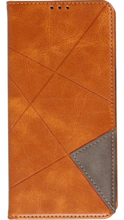 Coque iPhone 16e - Flip Géometrique brun clair