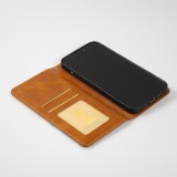 Coque iPhone 17e / 16e - Flip Géometrique brun clair
