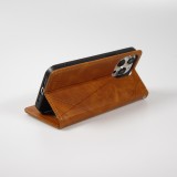 Coque iPhone 17e / 16e - Flip Géometrique brun clair