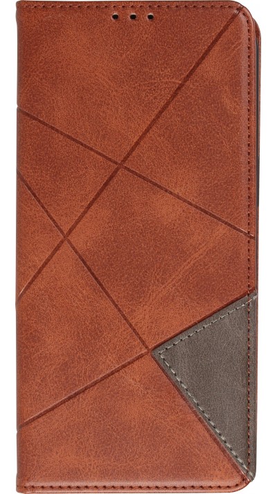 Coque iPhone 16e - Flip Géometrique brun foncé