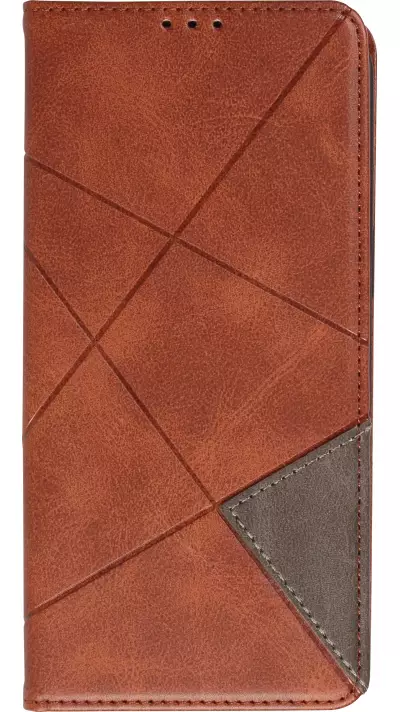 Coque iPhone 16e - Flip Géometrique brun foncé