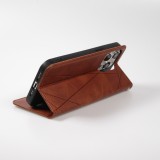 Coque iPhone 17e / 16e - Flip Géometrique brun foncé