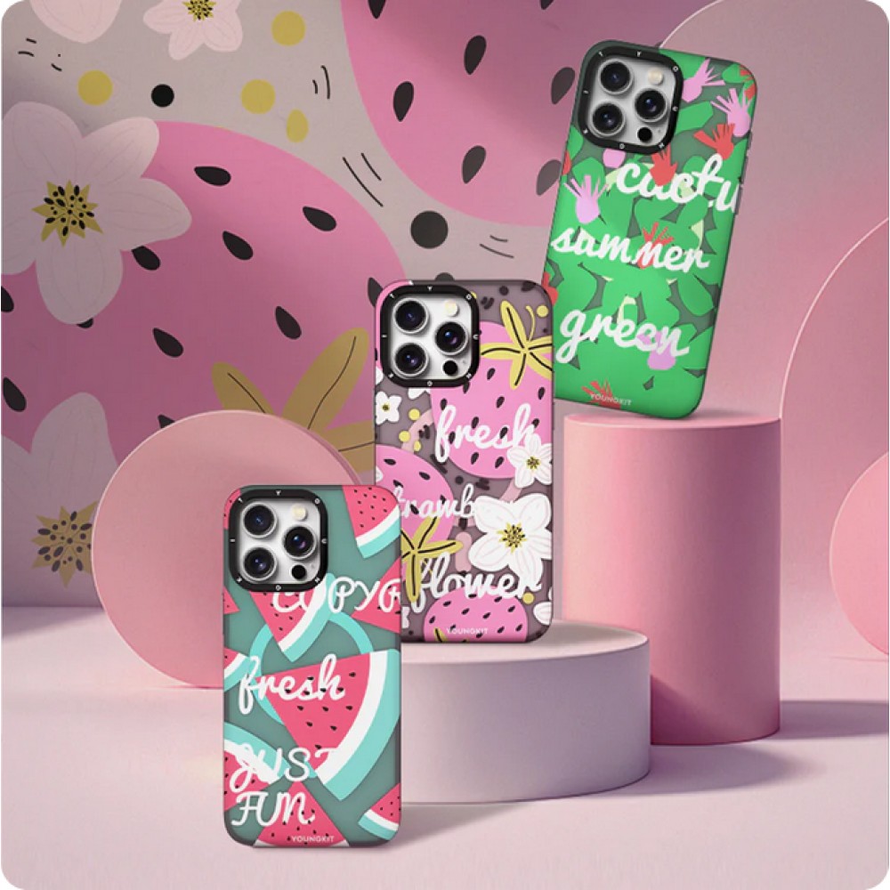 Coque iPhone 15 Pro Max - Youngkit Summer Fruit-Themed Case avec Magsafe - Vert