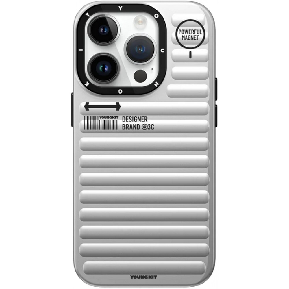iPhone 15 Pro Max Case Hülle - Youngkit True Color Luggage-Inspired mit MagSafe - Silber