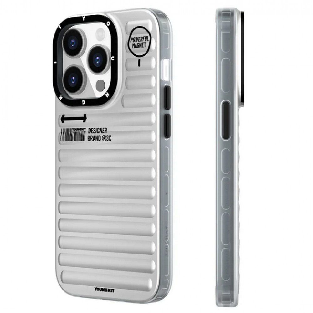 iPhone 15 Pro Max Case Hülle - Youngkit True Color Luggage-Inspired mit MagSafe - Silber