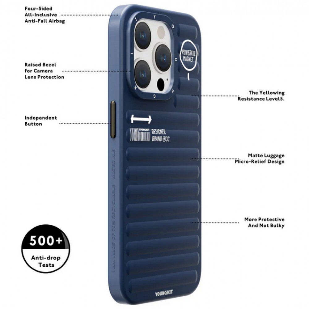 iPhone 15 Pro Max Case Hülle - Youngkit True Color Luggage-Inspired mit MagSafe - Silber
