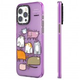 Coque iPhone 15 Pro - Youngkit @Elizabeth Anderson Art Love Cat Case avec Magsafe  - Violet