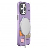 Coque iPhone 15 Pro - Youngkit @Elizabeth Anderson Art Love Cat Case avec Magsafe  - Violet