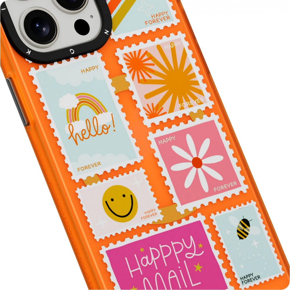 Coque iPhone 15 Pro - Youngkit @byhapppyal Positive Stickers Case avec Magsafe - Orange