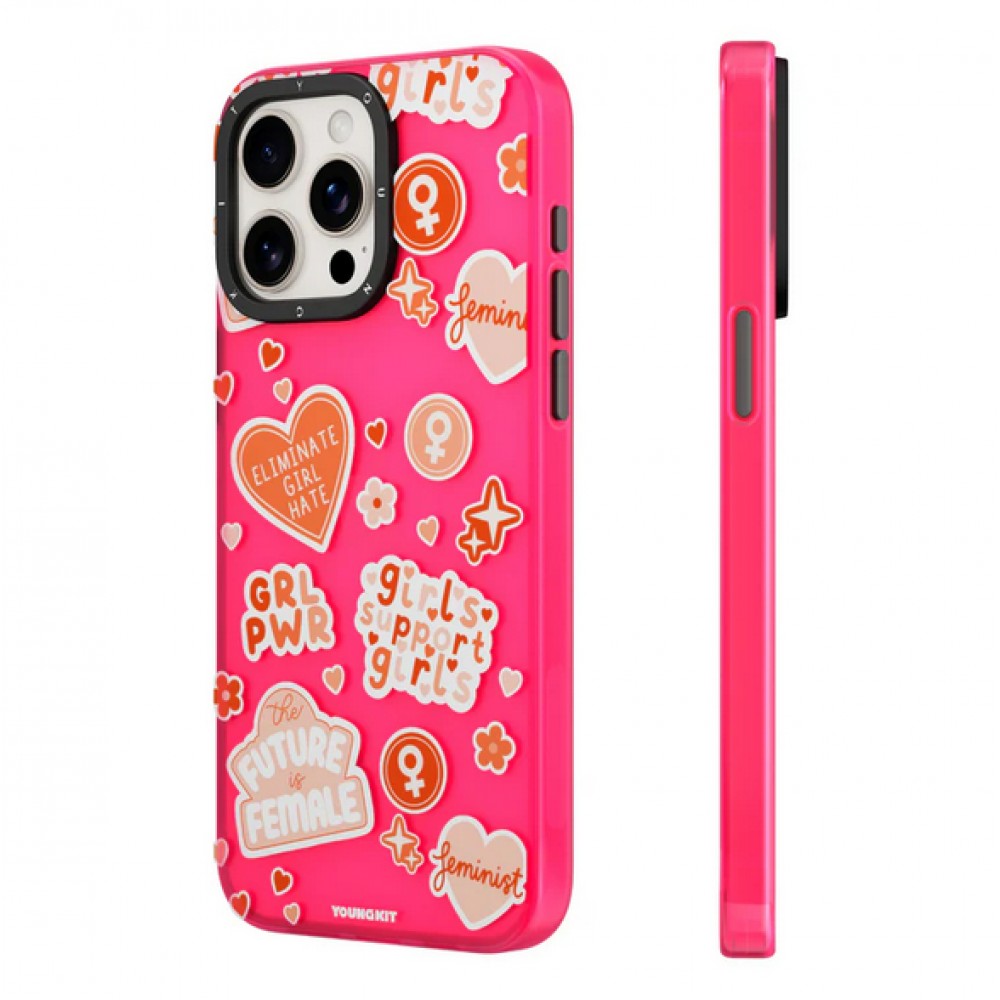 Coque iPhone 15 - Youngkit @Blushing. ginger Positive Quotes Case - Rouge