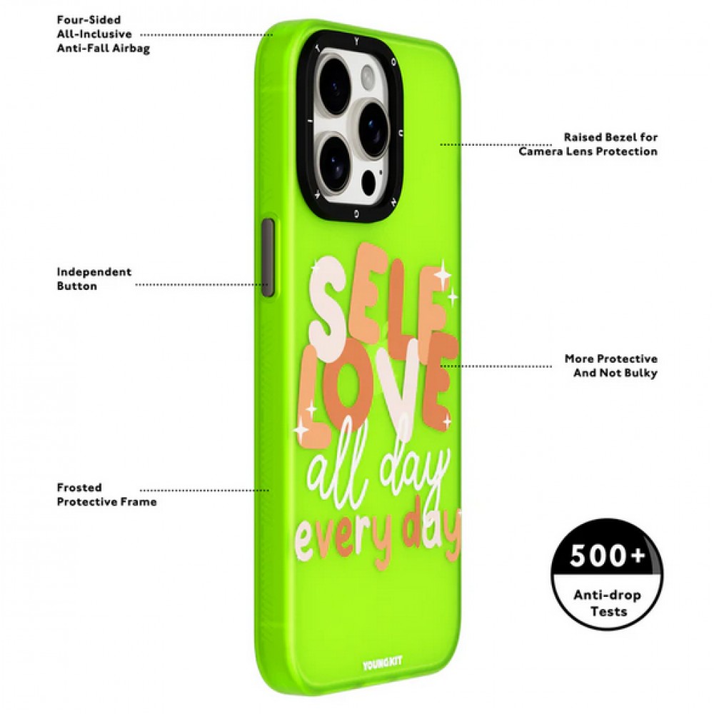 Coque iPhone 15 - Youngkit @Blushing. ginger Positive Quotes Case - Rouge