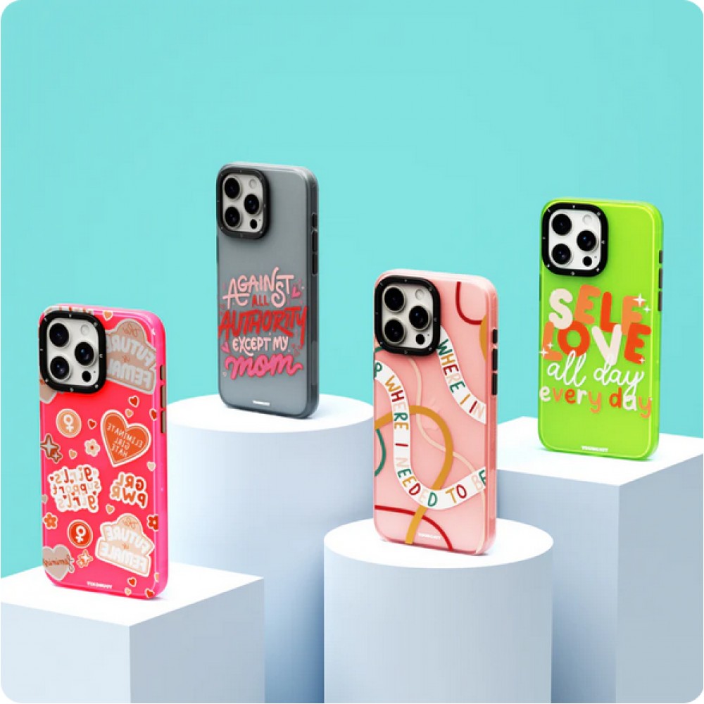 Coque iPhone 15 - Youngkit @Blushing. ginger Positive Quotes Case - Rouge