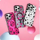 iPhone 15 Case H&uuml;lle - Youngkit Colorful Polka Dots Case mit Magsafe - Rot