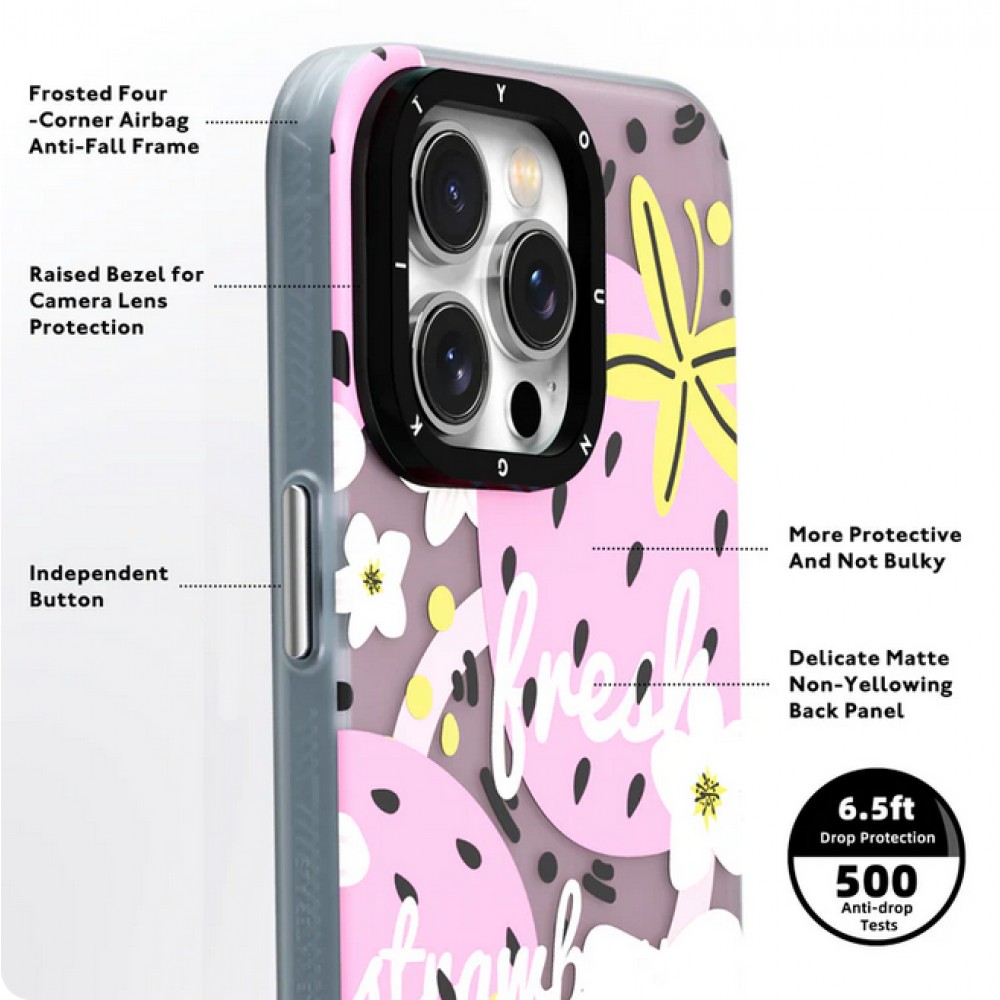 Coque iPhone 15 - Youngkit Summer Fruit-Themed Case avec Magsafe - Vert