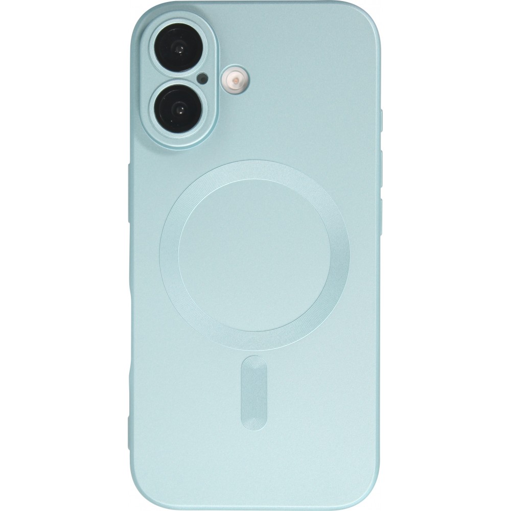 iPhone 16 Case Hülle - Gummi weich mit Kameraschutzglas MagSafe - Blau