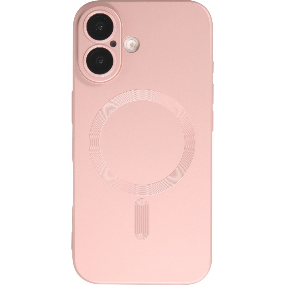 iPhone 16 Case Hülle - Gummi weich mit Kameraschutzglas MagSafe - Rosa
