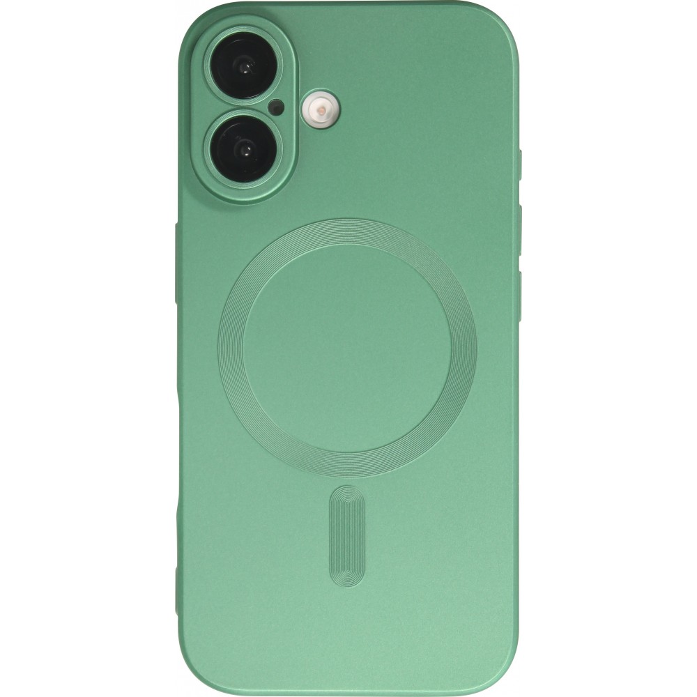iPhone 16 Case Hülle - Gummi weich mit Kameraschutzglas MagSafe - Grün