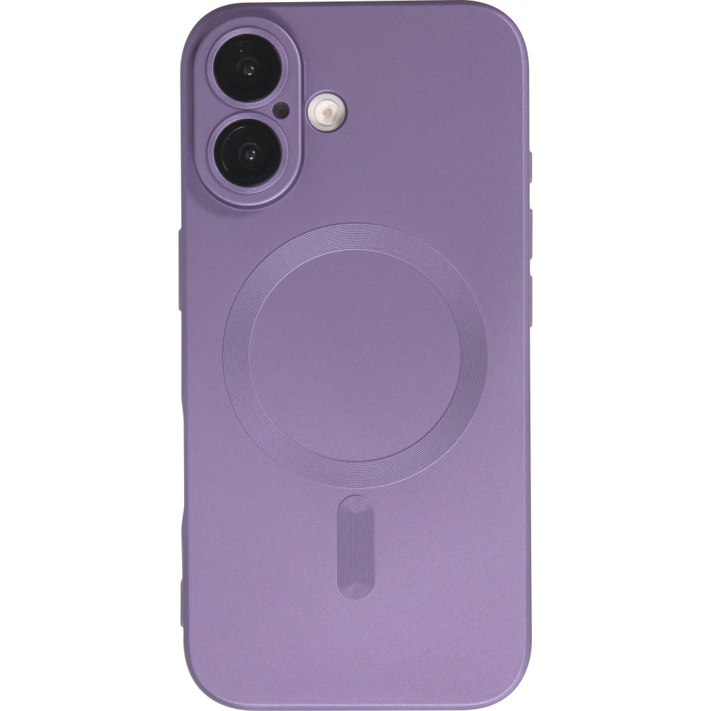 iPhone 16 Case Hülle - Gummi weich mit Kameraschutzglas MagSafe - Violett