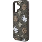Coque iPhone 16 - Guess monogramme Peony avec MagSafe - Brun