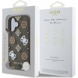 Coque iPhone 16 - Guess monogramme Peony avec MagSafe - Brun