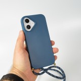 Coque iPhone 16 Plus - Bio Eco-Friendly nature avec cordon collier - Bleu